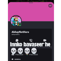 a phone screen shows a profile for abbaynothere with skulls