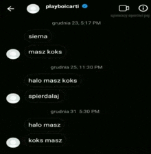 a screenshot of a text message between playboicarti and siena