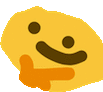 a thinking emoji with a hand on its chin and a smiling face .