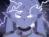 a drawing of a girl with lightning coming from her head