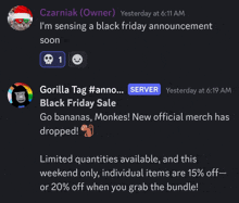 gorilla tag #anno black friday sale go bananas monkes new official merch has dropped limited quantities available