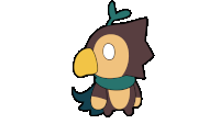 a cartoon bird with a scarf around its neck