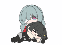 a cartoon drawing of a girl laying on top of a boy