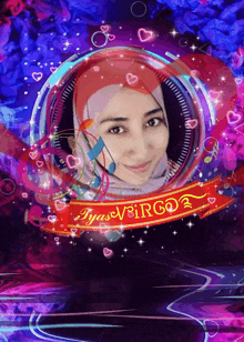 a picture of a woman in a hijab with the words aya virgo on it