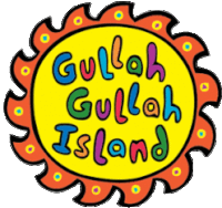 a cartoon sun with the words gulloh gulloh island written on it