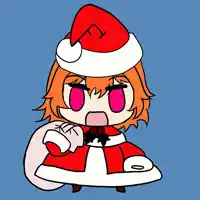 a cartoon character wearing a santa hat and holding a bag