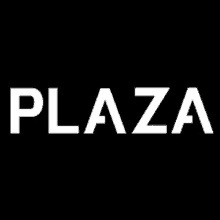 a white logo on a black background that says plaza .