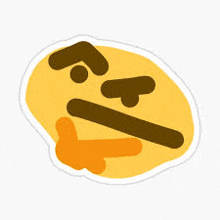 a sticker of a thinking emoji with a hand on its chin .