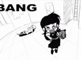 a black and white poster with the words bang bang