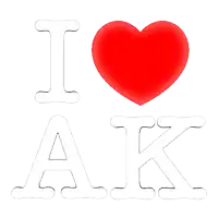 a red heart with mountains drawn on it says i heart ak
