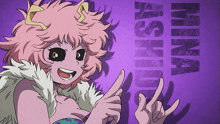 a pink haired anime character with the name mina ashidou