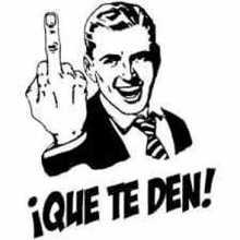 a man in a suit and tie is giving the middle finger in spanish .