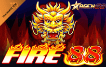 a poster for a game called fire 88 with a dragon on it