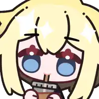 a cartoon drawing of a girl drinking from a straw