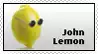 a yellow lemon with glasses and the name john lemon