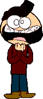 a pixel art of a cartoon character with a big mouth