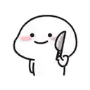 a cartoon character is holding a knife with a star on it .
