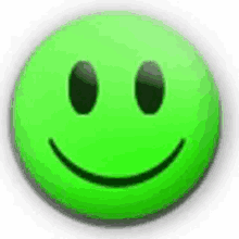 a green smiley face with black eyes and a smile on a white background .