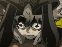 a close up of a cartoon character 's face with a shocked look on his face