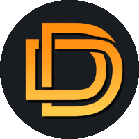 a black circle with a yellow letter d in it