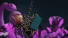 a close up of a cartoon character 's arms and legs in a dark room