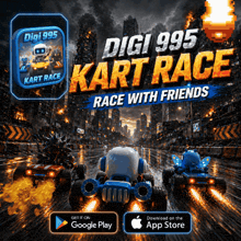 an advertisement for a game called digi 995 kart race with friends