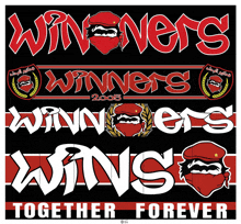 the word winners is on a black background