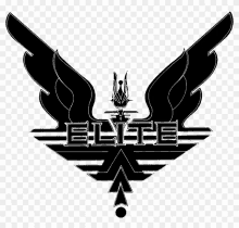 a black and white logo with wings and the word elite on it