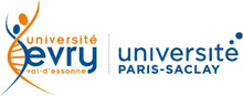 the logo for universite evry paris-saclay has a dna structure on it .