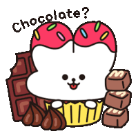 a cartoon drawing of a cupcake with a heart shaped top and the words chocolate below it