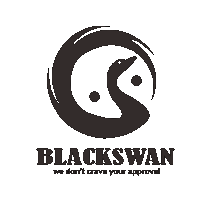 a black swan logo that says blackswan we don t crave your approval