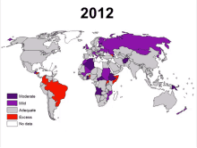 a map of the world with the year 2012 on top