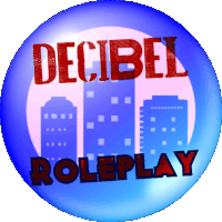 a blue button that says decibel roleplay in red letters