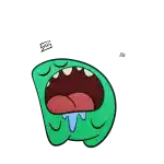 a cartoon of a green monster with its mouth open and a tongue sticking out .