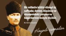 a poster with a picture of a man and a quote from m. kemal atatürk