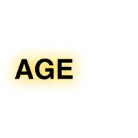 the word age is written in black letters on a white background