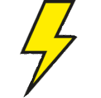 a cartoon drawing of a yellow lightning bolt with a black outline on a white background .