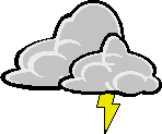 a pixel art drawing of a cloud and lightning bolt