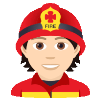 a fireman wearing a red helmet that says fire