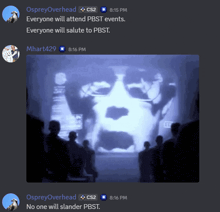 a screenshot of a skype conversation with osprey overhead