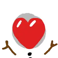 a drawing of a red heart with a gray background