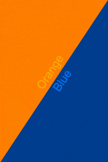 a blue and orange background with the words orange blue written on it