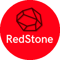 a red circle with the word redstone written on it