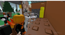 a screenshot of a roblox game with a pumpkin on the table