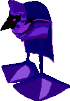 a pixel art drawing of a purple bird