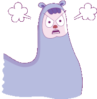 a cartoon drawing of a llama with an angry expression on its face