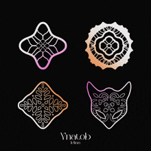 a set of four logos with ynatob written below them