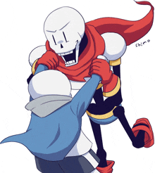 a cartoon drawing of papyrus and sans with the name shimo below them