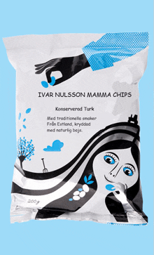 a bag of ivar nulsson mamma chips has a woman on it