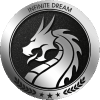 a silver coin with a dragon and the words infinite dream